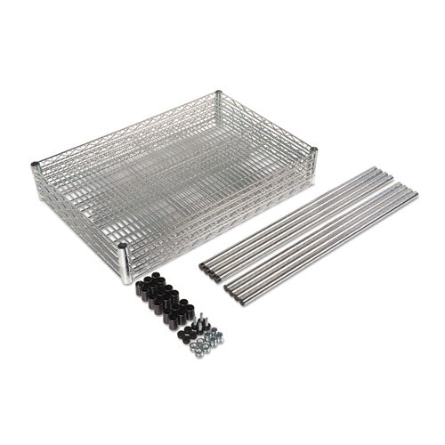 Nsf Certified Industrial 4-shelf Wire Shelving Kit, 48w X 24d X 72h, Silver