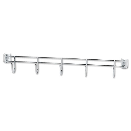 Hook Bars For Wire Shelving, Five Hooks, 24" Deep, Silver, 2 Bars-pack