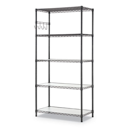 5-shelf Wire Shelving Kit With Casters And Shelf Liners, 36w X 18d X 72h, Silver