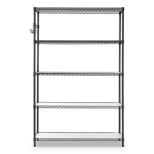 5-shelf Wire Shelving Kit With Casters And Shelf Liners, 48w X 18d X 72h, Black Anthracite