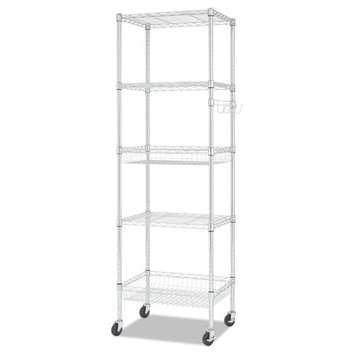 Nsf Certified 6-shelf Wire Shelving Kit, 48w X 18d X 72h, Black Anthracite