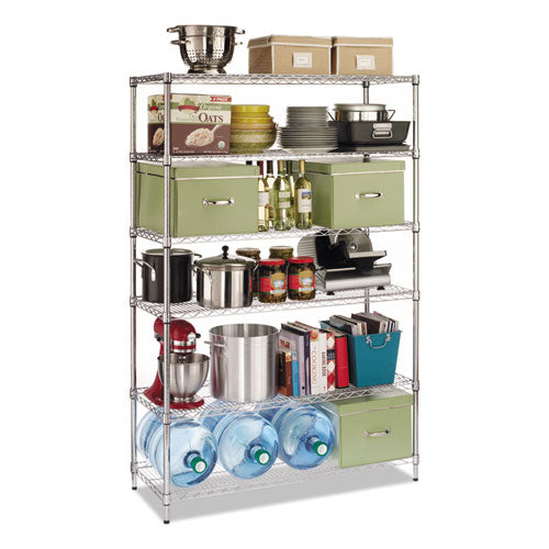 Nsf Certified 6-shelf Wire Shelving Kit, 48w X 18d X 72h, Silver