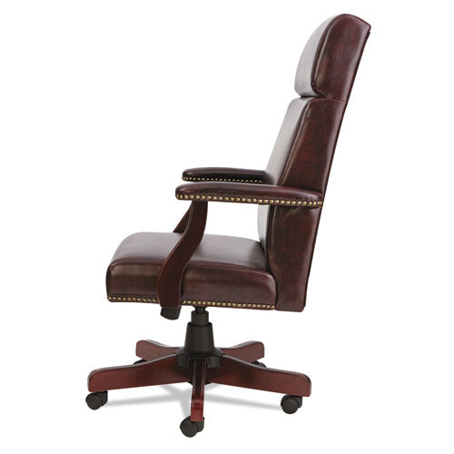 Alera Traditional Series High-back Chair, Supports Up To 275 Lbs, Oxblood Burgundy Seat-oxblood Burgundy Back, Mahogany Base