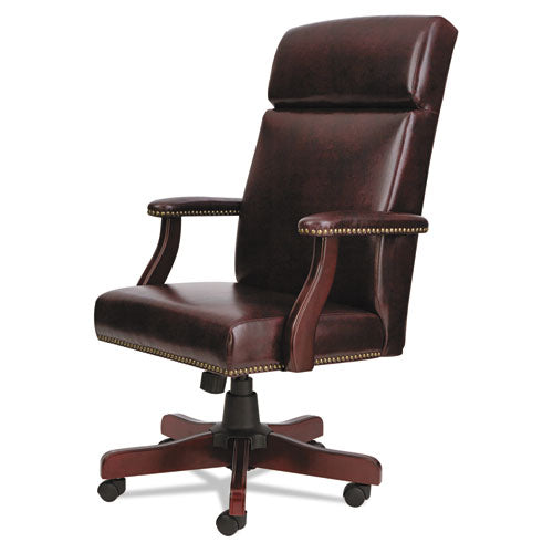 Alera Traditional Series High-back Chair, Supports Up To 275 Lbs, Oxblood Burgundy Seat-oxblood Burgundy Back, Mahogany Base