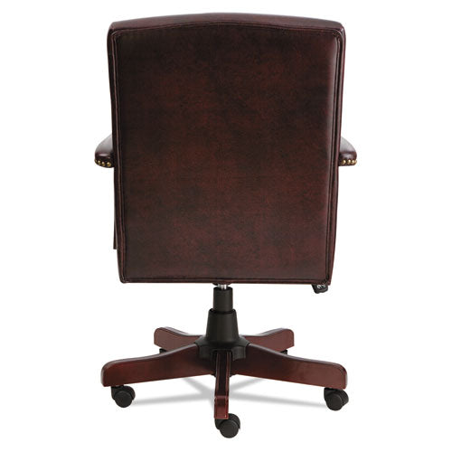 Alera Traditional Series High-back Chair, Supports Up To 275 Lbs, Oxblood Burgundy Seat-oxblood Burgundy Back, Mahogany Base