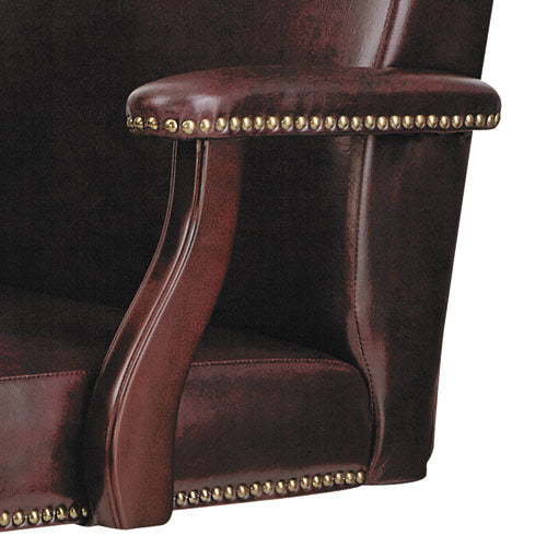 Alera Traditional Series High-back Chair, Supports Up To 275 Lbs, Oxblood Burgundy Seat-oxblood Burgundy Back, Mahogany Base