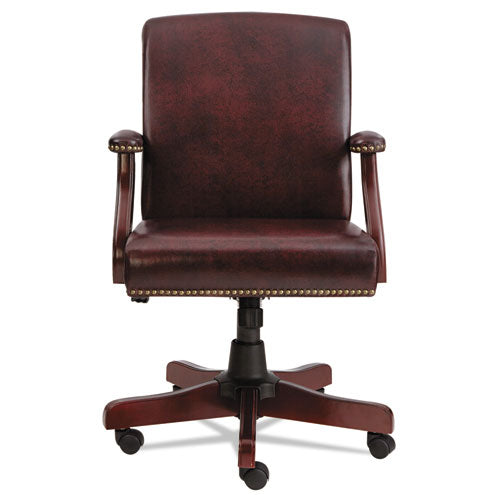 Alera Traditional Series Mid-back Chair, Supports Up To 275 Lbs, Oxblood Burgundy Seat-oxblood Burgundy Back, Mahogany Base