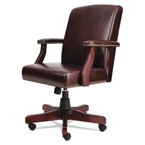 Alera Traditional Series Mid-back Chair, Supports Up To 275 Lbs, Oxblood Burgundy Seat-oxblood Burgundy Back, Mahogany Base