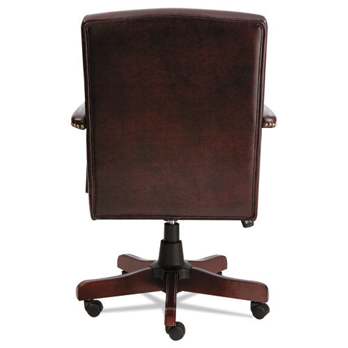 Alera Traditional Series Mid-back Chair, Supports Up To 275 Lbs, Oxblood Burgundy Seat-oxblood Burgundy Back, Mahogany Base
