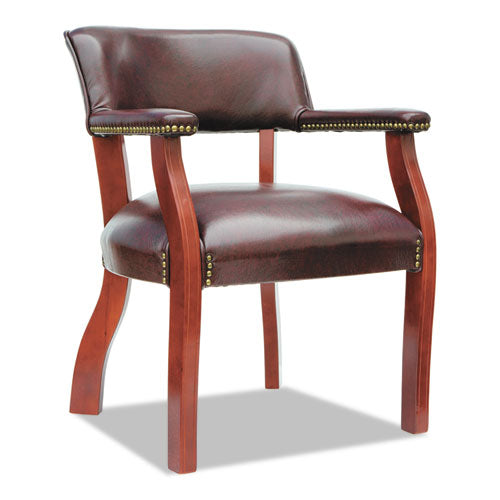 Alera Traditional Series Guest Arm Chair With Casters, 23.22'' X 24.4'' X 29.52'', Oxblood Burgundy Seat-back, Mahogany Base