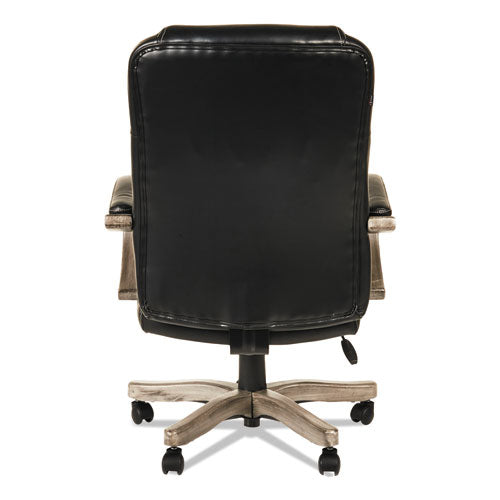 Alera Transitional Series Executive Wood Chair, Supports Up To 275 Lbs., Black Seat-black Back, Gray Ash Base