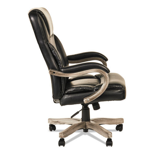 Alera Transitional Series Executive Wood Chair, Supports Up To 275 Lbs., Black Seat-black Back, Gray Ash Base