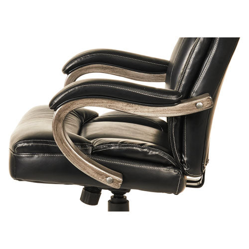 Alera Transitional Series Executive Wood Chair, Supports Up To 275 Lbs., Black Seat-black Back, Gray Ash Base