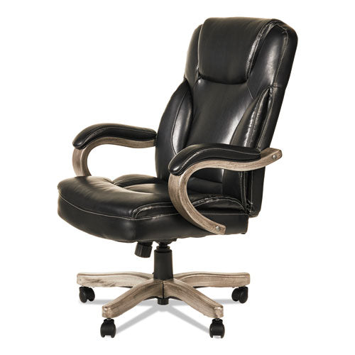 Alera Transitional Series Executive Wood Chair, Supports Up To 275 Lbs., Black Seat-black Back, Gray Ash Base