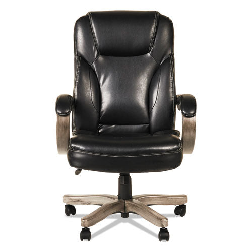 Alera Transitional Series Executive Wood Chair, Supports Up To 275 Lbs., Black Seat-black Back, Gray Ash Base