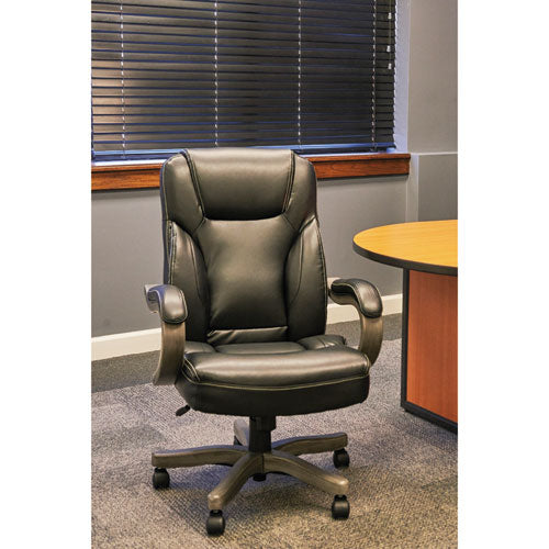 Alera Transitional Series Executive Wood Chair, Supports Up To 275 Lbs., Black Seat-black Back, Gray Ash Base