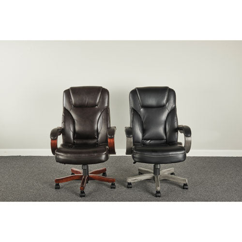 Alera Transitional Series Executive Wood Chair, Supports Up To 275 Lbs., Black Seat-black Back, Gray Ash Base