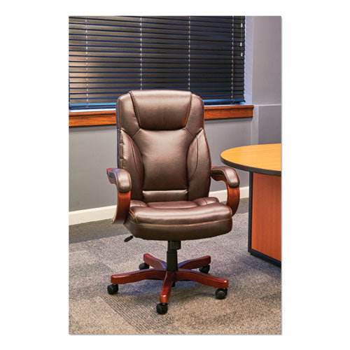 Alera Transitional Series Executive Wood Chair, Supports Up To 275 Lbs., Chocolate Marble Seat-back, Walnut Base
