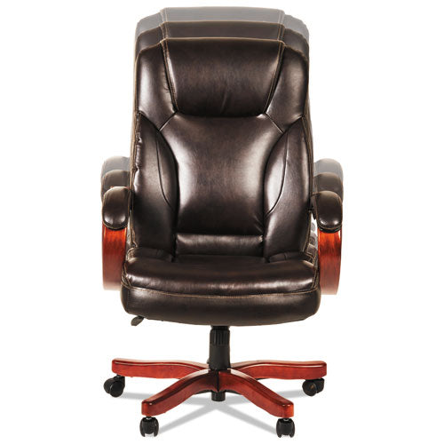 Alera Transitional Series Executive Wood Chair, Supports Up To 275 Lbs., Chocolate Marble Seat-back, Walnut Base