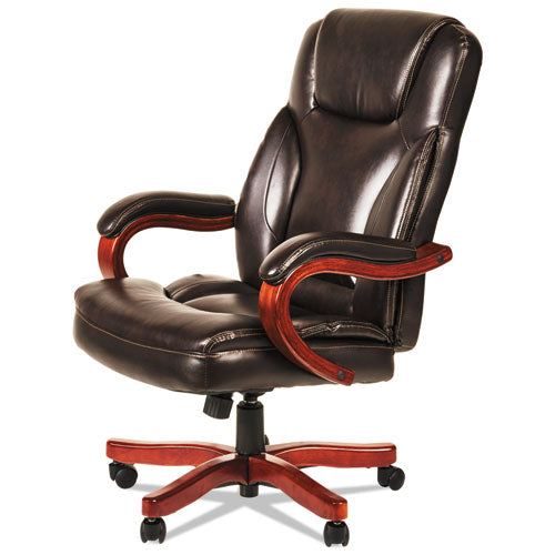 Alera Transitional Series Executive Wood Chair, Supports Up To 275 Lbs., Chocolate Marble Seat-back, Walnut Base
