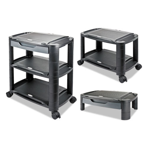 3-in-1 Storage Cart And Stand, 21.63w X 13.75d X 24.75h, Black-gray