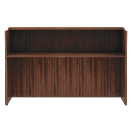 Alera Valencia Series Reception Desk With Counter, 71w X 35.5d X 42.5h, Modern Walnut