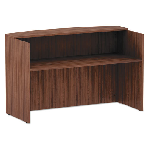 Alera Valencia Series Reception Desk With Counter, 71w X 35.5d X 42.5h, Modern Walnut