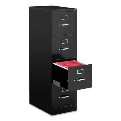 Four-drawer Economy Vertical File Cabinet, Letter, 15w X 25d X 52h, Black