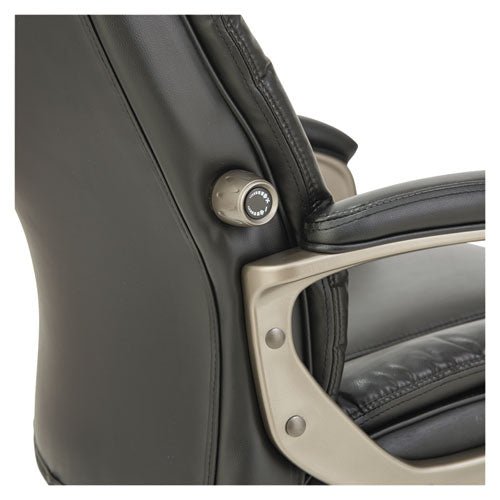 Alera Veon Series Executive High-back Leather Chair, Supports Up To 275 Lbs, Black Seat-black Back, Graphite Base