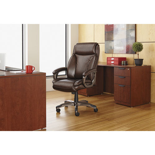 Alera Veon Series Executive High-back Leather Chair, Supports Up To 275 Lbs, Black Seat-black Back, Graphite Base