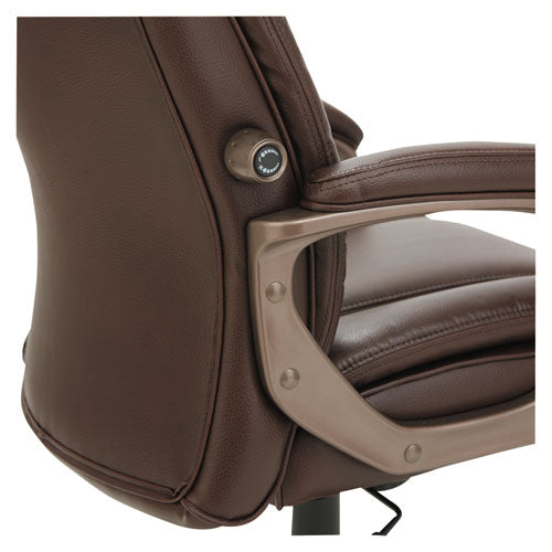 Alera Veon Series Executive High-back Leather Chair, Supports Up To 275 Lbs., Brown Seat-brown Back, Bronze Base