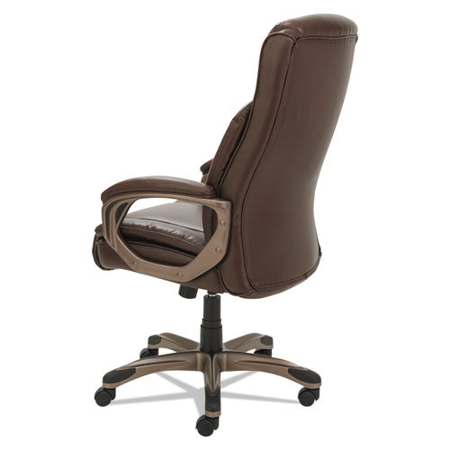 Alera Veon Series Executive High-back Leather Chair, Supports Up To 275 Lbs., Brown Seat-brown Back, Bronze Base