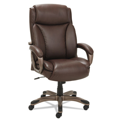 Alera Veon Series Executive High-back Leather Chair, Supports Up To 275 Lbs., Brown Seat-brown Back, Bronze Base