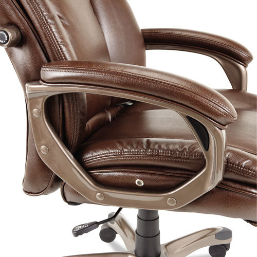 Alera Veon Series Executive High-back Leather Chair, Supports Up To 275 Lbs., Brown Seat-brown Back, Bronze Base