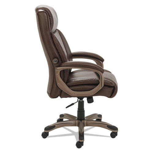 Alera Veon Series Executive High-back Leather Chair, Supports Up To 275 Lbs., Brown Seat-brown Back, Bronze Base