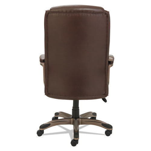 Alera Veon Series Executive High-back Leather Chair, Supports Up To 275 Lbs., Brown Seat-brown Back, Bronze Base