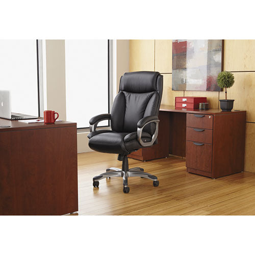 Alera Veon Series Executive High-back Leather Chair, Supports Up To 275 Lbs., Brown Seat-brown Back, Bronze Base