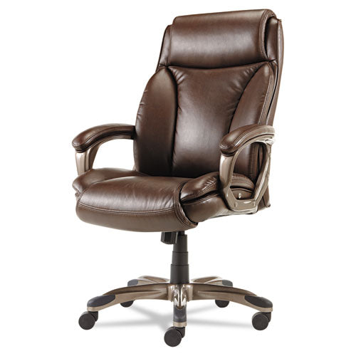 Alera Veon Series Executive High-back Leather Chair, Supports Up To 275 Lbs., Brown Seat-brown Back, Bronze Base