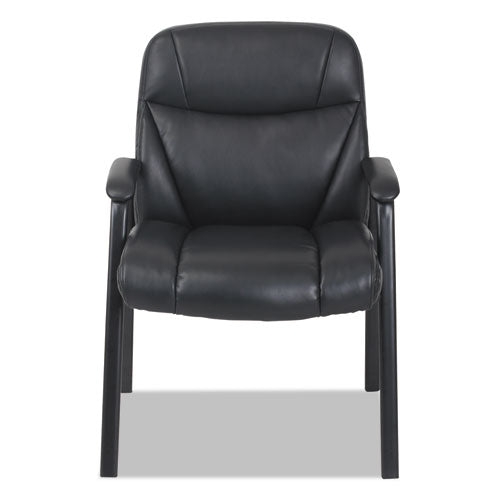 Leather Guest Chair, 25.63" X 26" X 37.63", Black Seat-black Back, Black Base