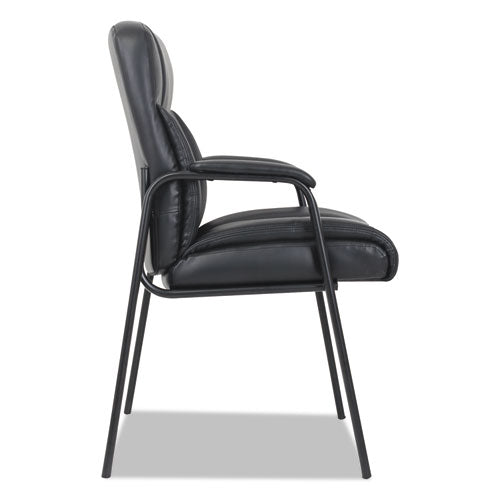 Leather Guest Chair, 25.63" X 26" X 37.63", Black Seat-black Back, Black Base