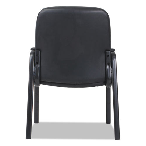Leather Guest Chair, 25.63" X 26" X 37.63", Black Seat-black Back, Black Base