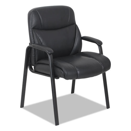 Leather Guest Chair, 25.63" X 26" X 37.63", Black Seat-black Back, Black Base