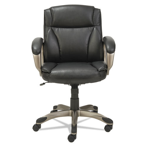 Alera Veon Series Low-back Leather Task Chair, Supports Up To 275 Lbs., Black Seat-black Back, Graphite Base