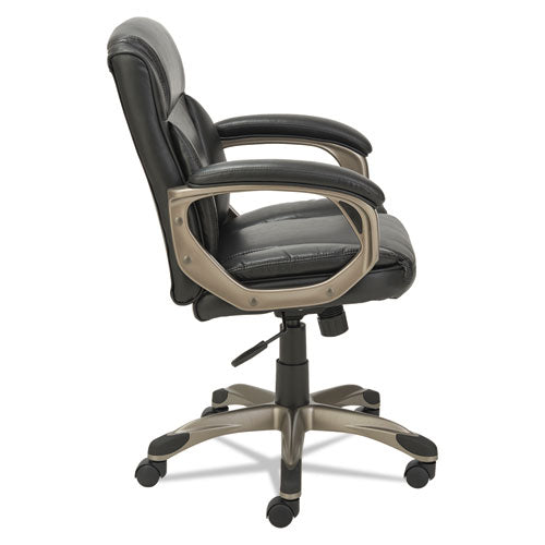 Alera Veon Series Low-back Leather Task Chair, Supports Up To 275 Lbs., Black Seat-black Back, Graphite Base