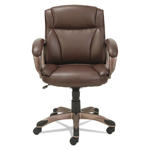 Alera Veon Series Low-back Leather Task Chair, Supports Up To 275 Lbs., Brown Seat-brown Back, Bronze Base