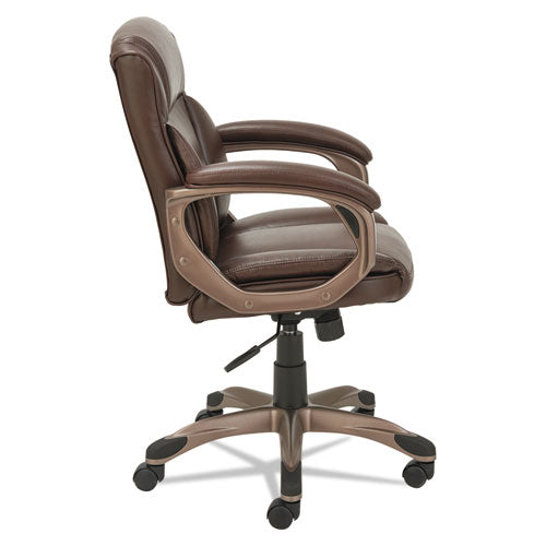 Alera Veon Series Low-back Leather Task Chair, Supports Up To 275 Lbs., Brown Seat-brown Back, Bronze Base