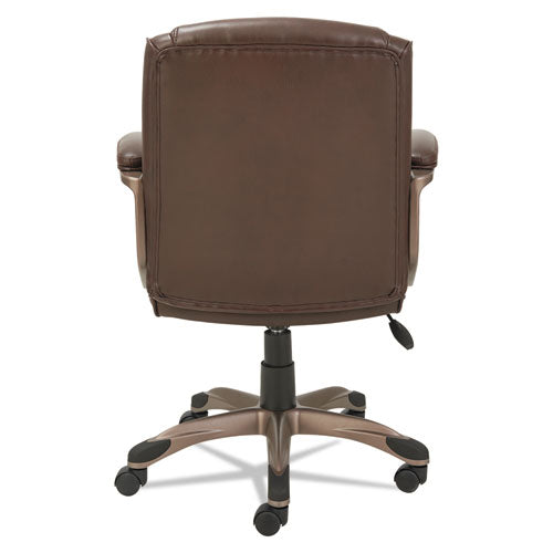 Alera Veon Series Low-back Leather Task Chair, Supports Up To 275 Lbs., Brown Seat-brown Back, Bronze Base
