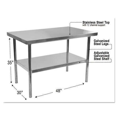 Nsf Approved Stainless Steel Foodservice Prep Table, 48 X 30 X 35h, Silver