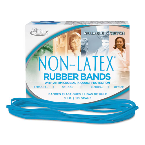 Antimicrobial Non-latex Rubber Bands, Size 117b, 0.06" Gauge, Cyan Blue, 4 Oz Box, 62-box