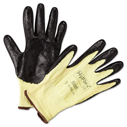 Hyflex Ultra Lightweight Assembly Gloves, Black-yellow, Size 9, 12 Pairs